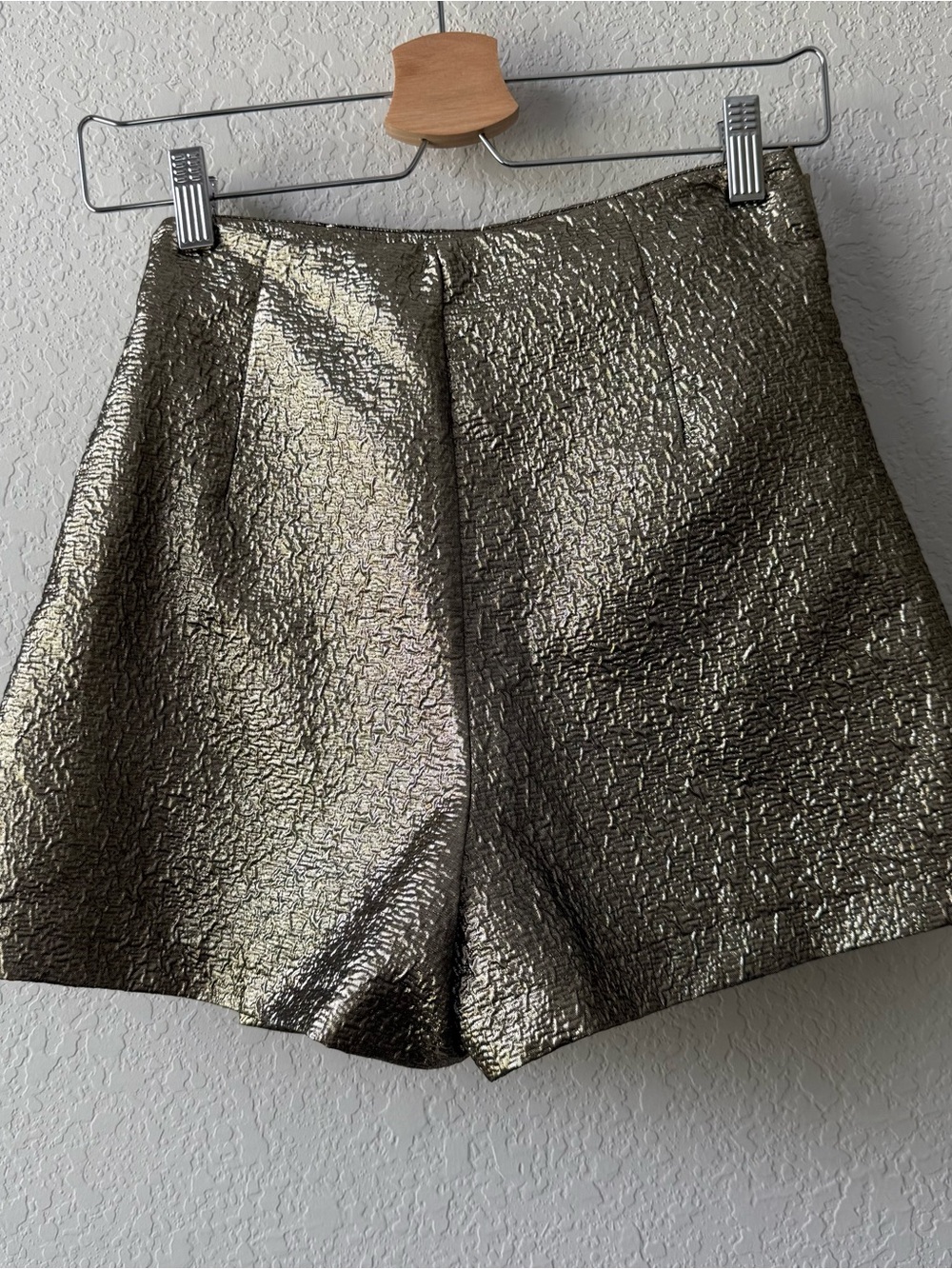 Zara Metallic Gold Textured Mini Skort - Picture 2 of 3